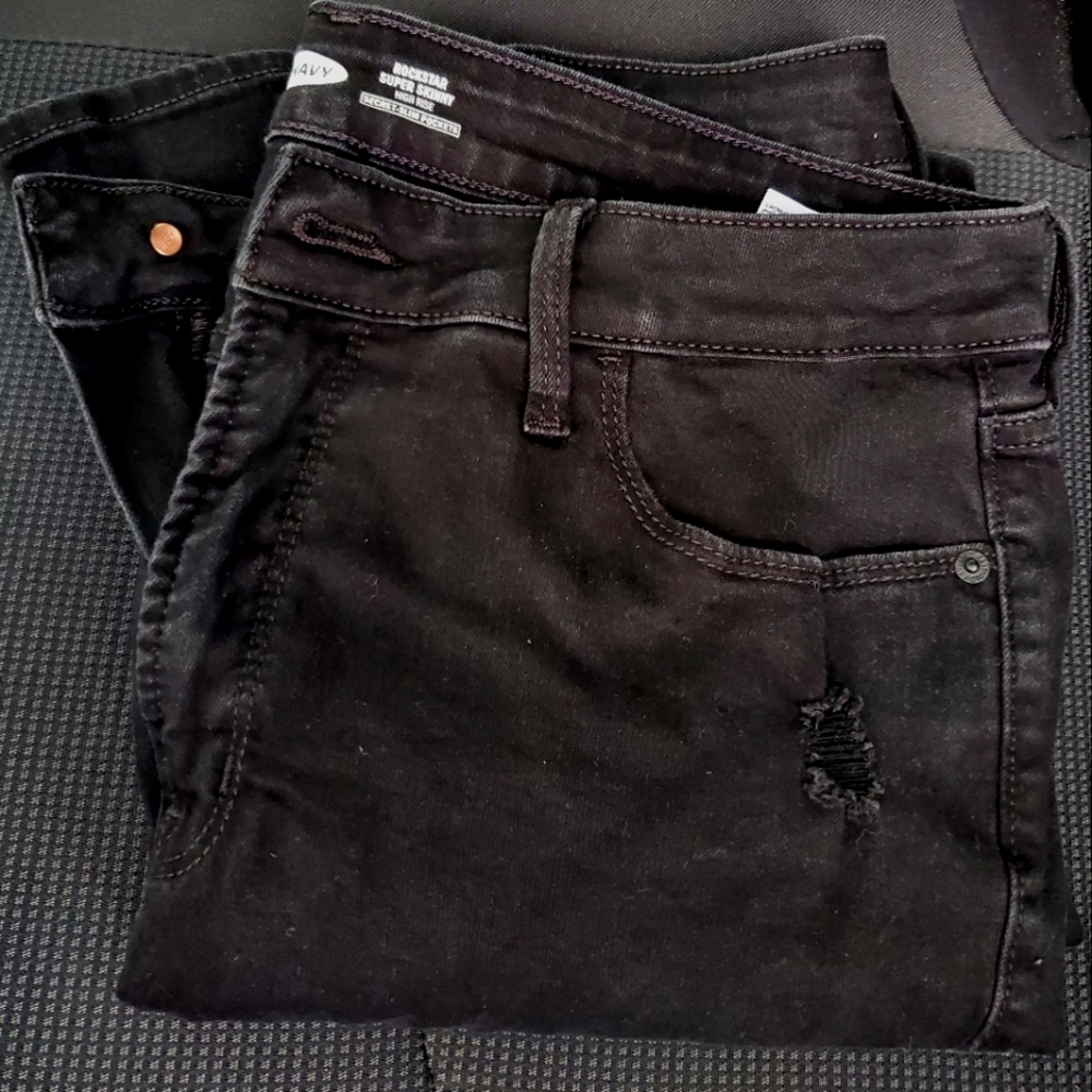 Distressed Rockstar Super Skinny High Rise Sz 14